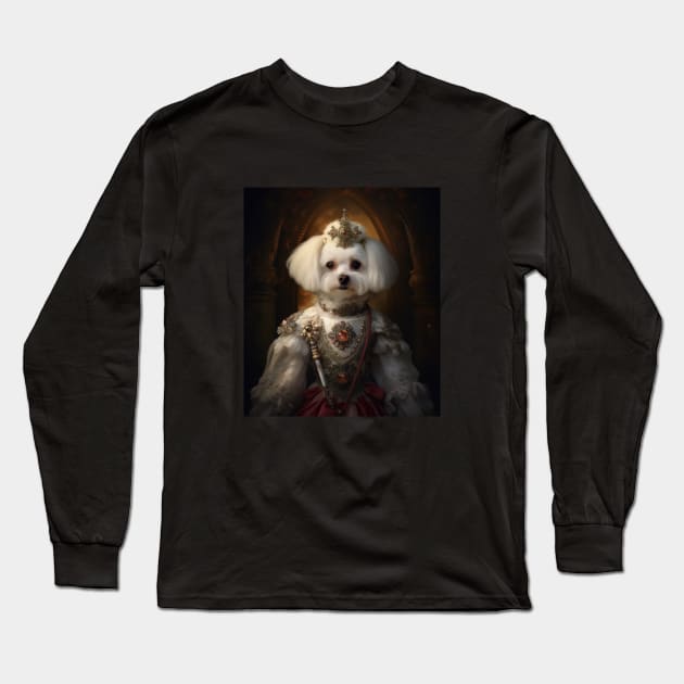 Graceful Bichon Frisé - Medieval Spanish Princess Long Sleeve T-Shirt by HUH? Designs